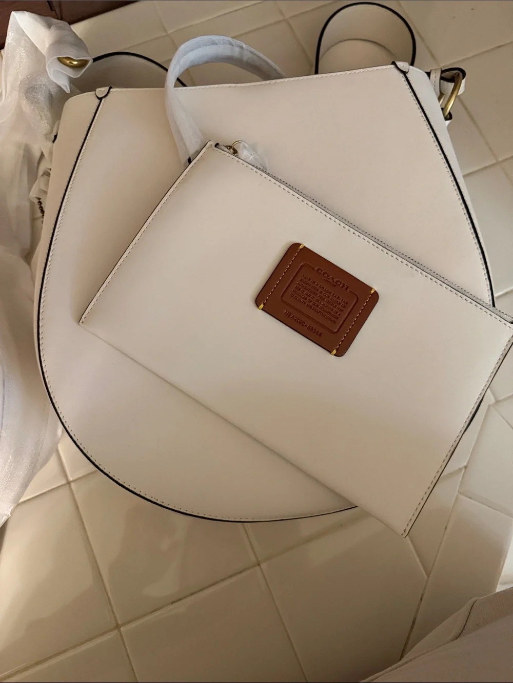 Coach Cream Crossbody Saddle Bag with Wide Strap